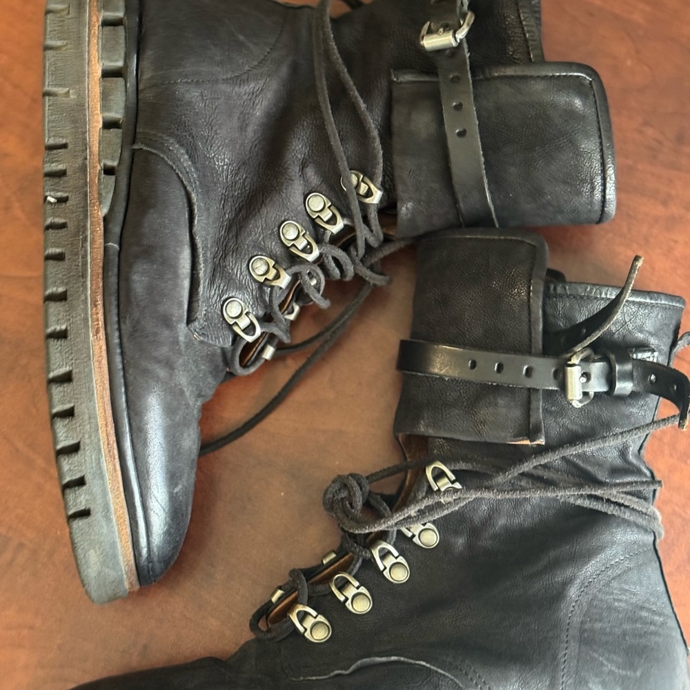 A.S.98 Black Leather Ankle Boots